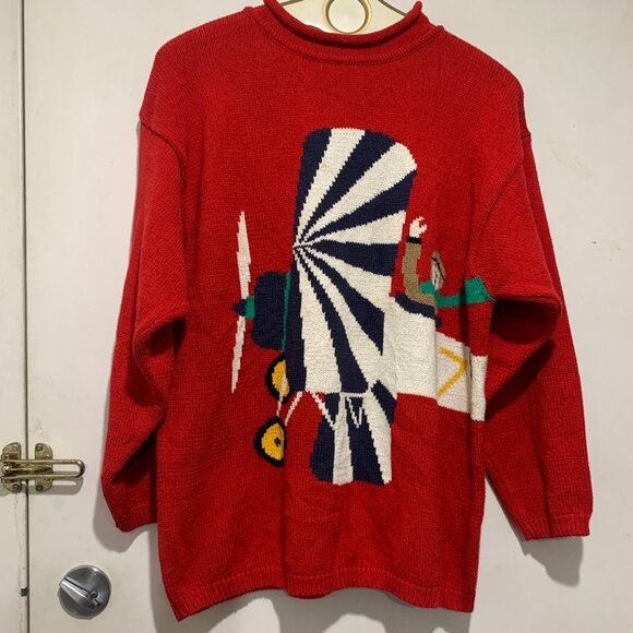 VINTAGE J.G. HOOK KNIT COTTON GRAPHIC TURTLENECK SWEATERS SIZE M - Picture 2 of 12